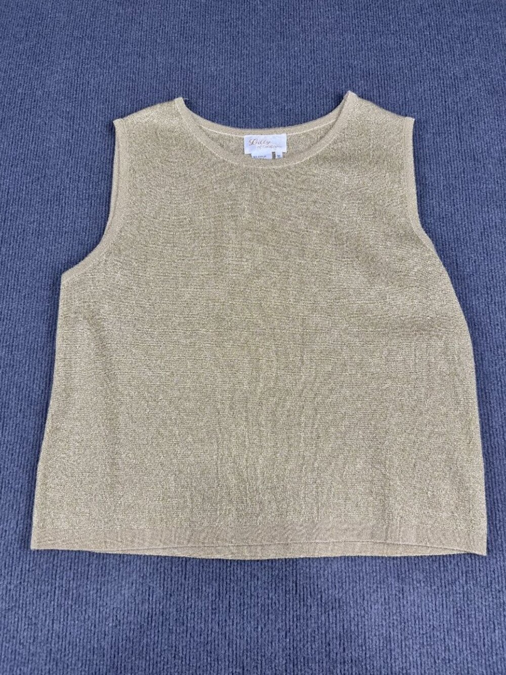 Lilly Of California Womens Gold Metallic Sleeveless Knit Top XL